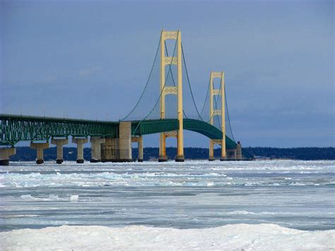 mackinac bridge in winter images